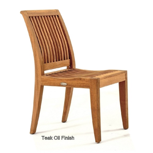 70289 Nevis Laguna teak dining side chair with teak oil finish on white background