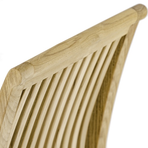 70435 Pyramid teak dining chair back close up angled view on white background