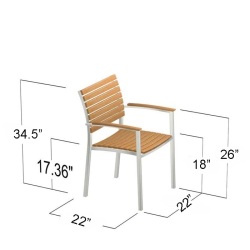 70575 Vogue Pyramid teak and stainless steel dining side chair autocad on white background