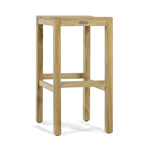 70681 Somerset teak counter height backless bar stools angled on white background
