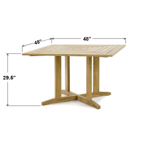  70685 Sussex Pyramid teak 48 inch square dining table autocad on white background