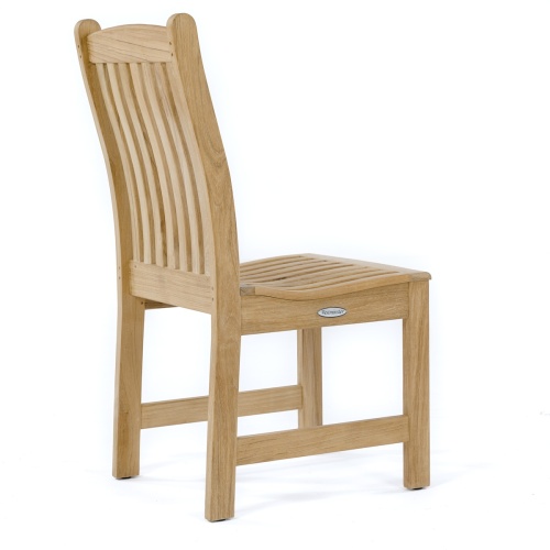 70709 Veranda Pyramid teak side chair rear right side view on white background