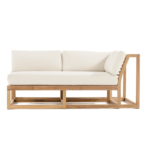 70752 maya teak left side sectional with cushions front view on a white background