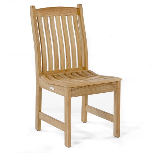 11315 Veranda Teak Dining Side Chair angled on white background