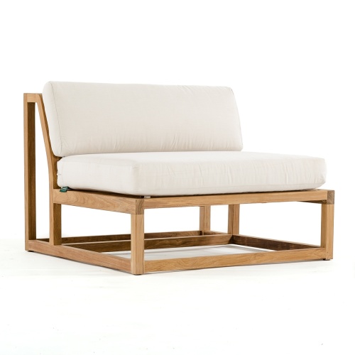 11800 Maya teak deep seating Slipper Chair with cushions front angled view on a white background