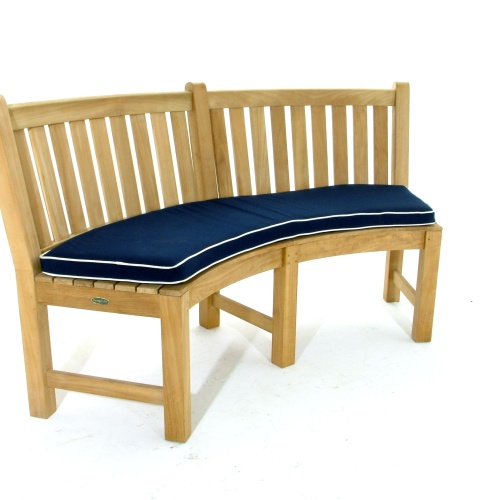 Image of 73852MTO Navy Blue color cushion for Buckingham Curved Bench side view on white background