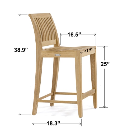 11915 laguna teak twenty four inch height counter stool autocad side view on white background