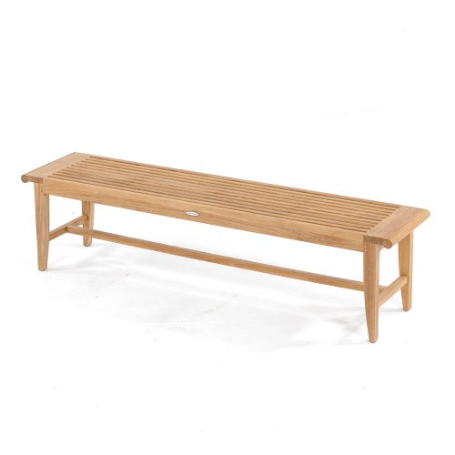 13917 Laguna 6 foot Teak Backless Bench angled aerial view on white background