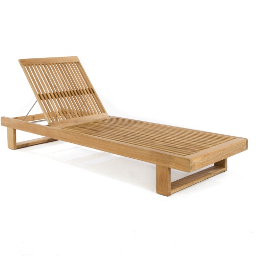 16770dp Horizon teak Chaise Lounger frame front right angle view on white background 