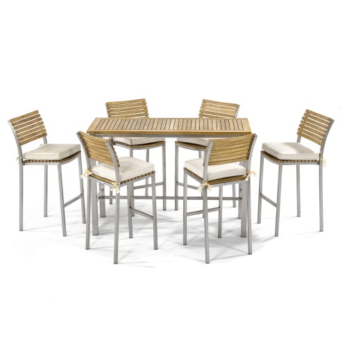 70167 7 piece Vogue Bar Pub Table and Stool Set on white background