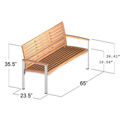 23200 Vogue 5 foot Teak and Stainless Steel Bench autocad on white background