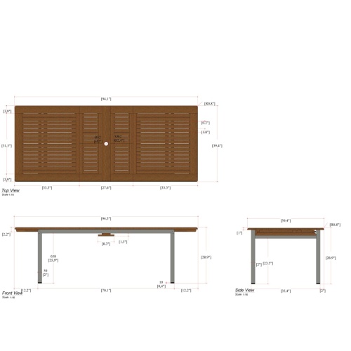 25077 Vogue Extension Table autocad on white background