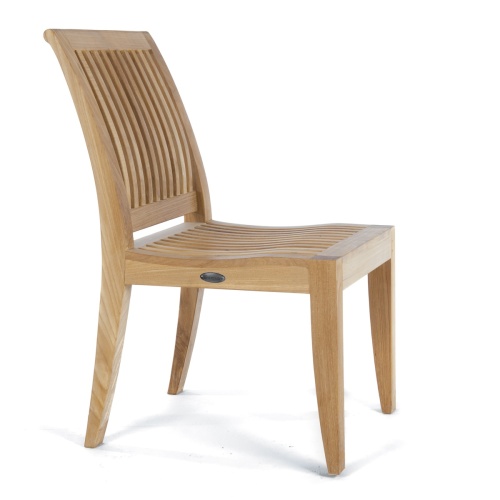 70288 Pyramid Teak Dining side chair angled side view on white background