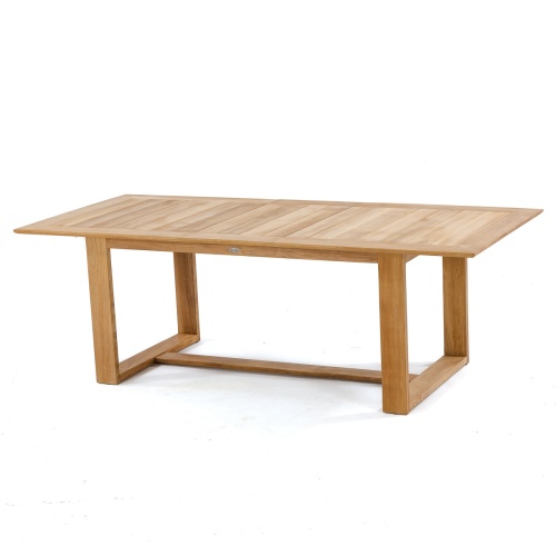 70299 Horizon teak rectangular dining table side angled on white background