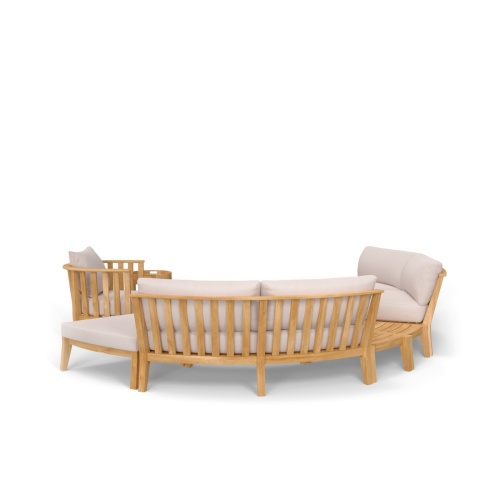 70373 Kafelonia 9 pc Sofa Sectional Set of sofa sectional and backless sofa and club chair and coffee table and side table and end table in angled back view on white background