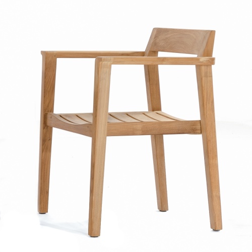 12901 Horizon Teak Dining Armchair in side angled on white background