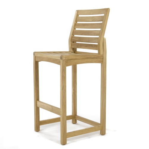 70631 Somerset Vogue teak side barstool left side angled view on white background