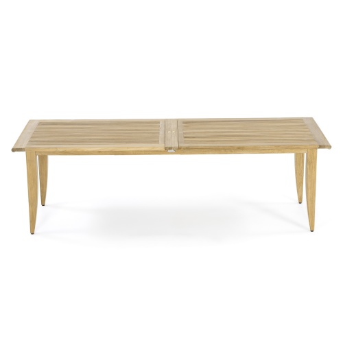 70774 Laguna Sussex teak 11 foot rectangle dining table angled side view on white background