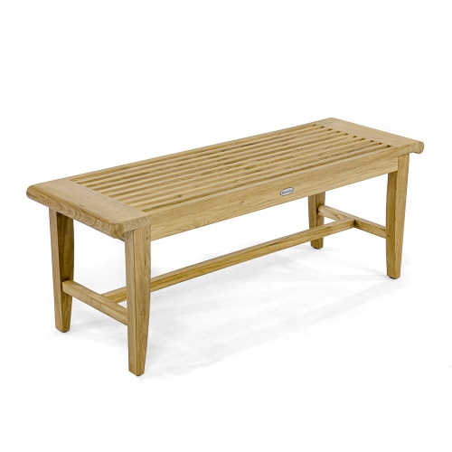 13915 Laguna 4 foot long teak Backless Bench angled view of seat on white background
