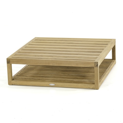 18800DP Maya Ottoman teak frame angle view on white background