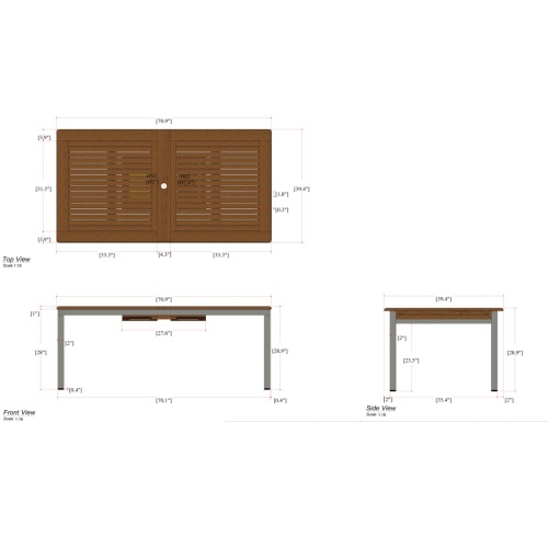 25077 Vogue Extension Table autocad on white background