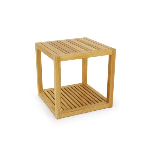 70232 maya collection teak side end table angle view on white background 