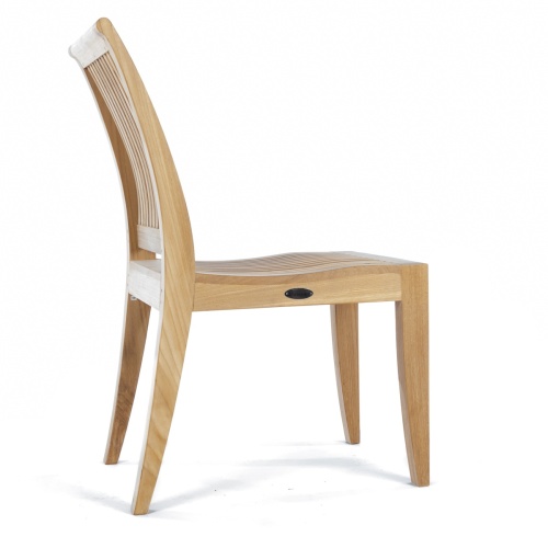 70288 Pyramid Teak Dining side chair angled rear view on white background