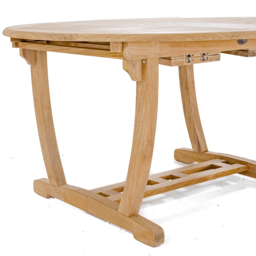 70305 Martinique Teak Extension Table showing closeup view table side on white background