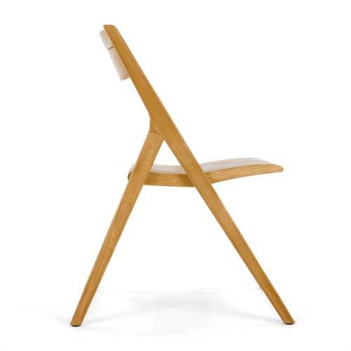 11916 Surf teak folding side chair side profile on white background
