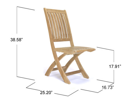 70535 Barbuda teak folding dining side chair folded flat for storage right side view on white background