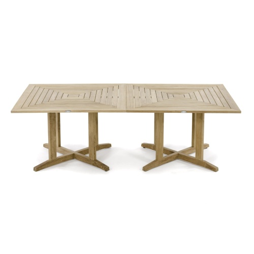 15823 Pyramid Teak 48 inch Square Dining Table showing two together on white background