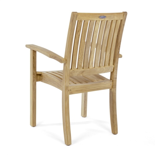 70759 Sussex Veranda teak stacking armchair rear view angled on white background