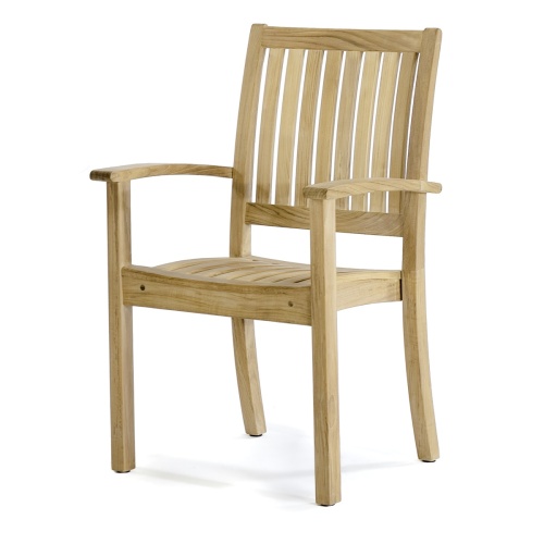 70774 Laguna Sussex teak dining armchair front facing left side view on white background