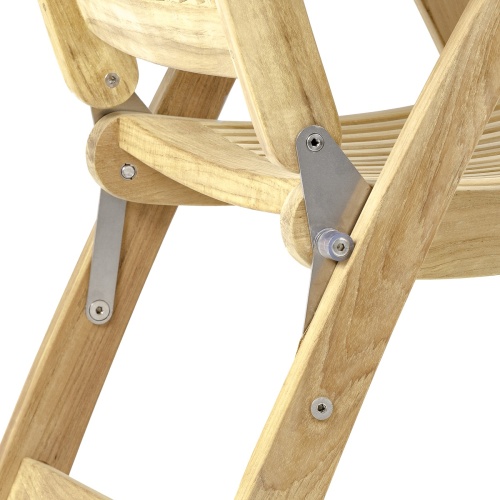 12569S Barbuda teak Reclining Armchair showing closeup of chair mechanism in back angled view on white background