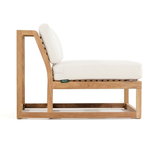 11800 Maya teak deep seating Slipper Chair with cushions side view on a white background