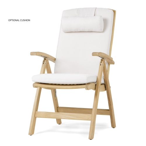 70894 Barbuda Recliner Chair front view showing optional canvas colored back and seat cushions on white background