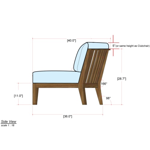 image of 12170DP Kafelonia Teak Club Chair angled front view on white background