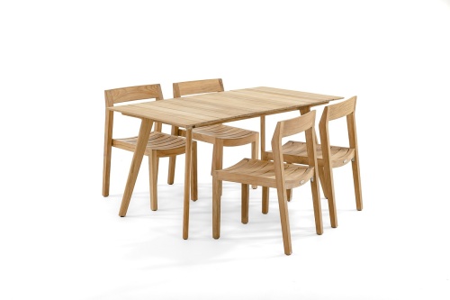70526 Surf Horizon 5 piece Teak Dining Set angled on white background