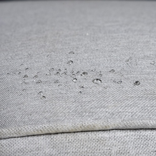 12152DP Laguna teak lounge chair showing water droplets on custom natte grey cushions 