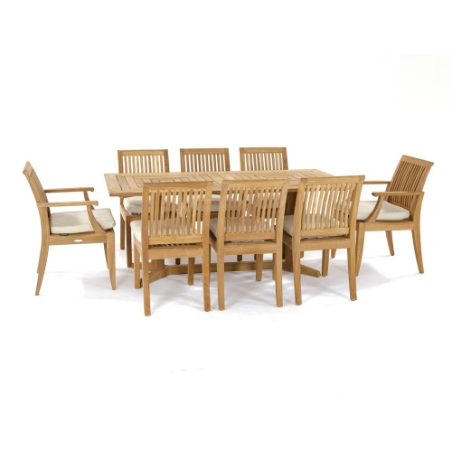70295 9 piece Laguna Pyramid Dining Set with optional seat cushions in side view on white background