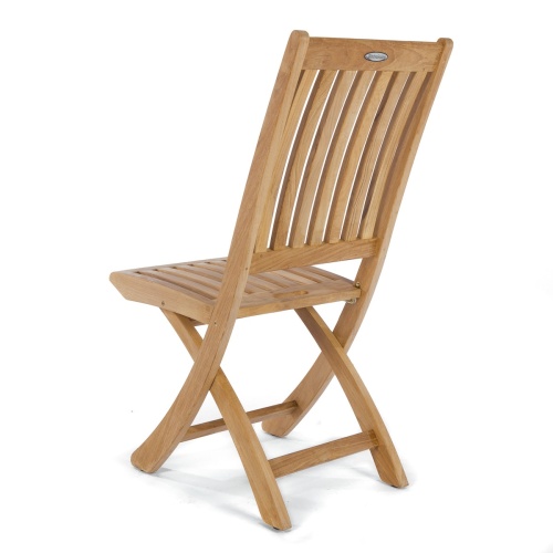 70059 Grand Barbuda teak foldable end chair back angled view on white background