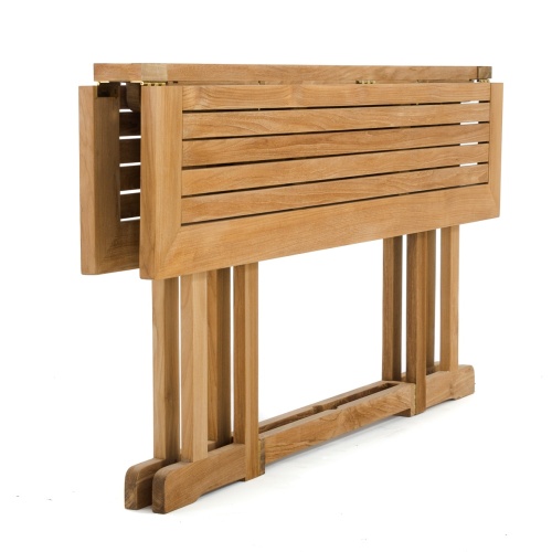 70061 Barbuda teak folding Picnic Table angled view with both leaves down on white background