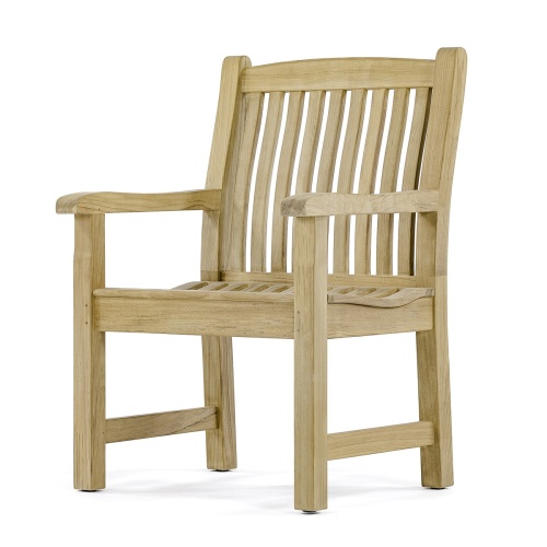 12218 Veranda teak dining chair angled front view on white background