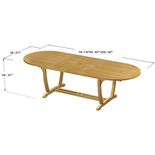 15504 Montserrat Teak Table showing autocad of angled side view on white background