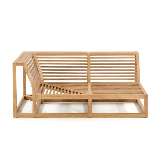 13800 Maya Right Side Sectional Teak Frame in front view on white background