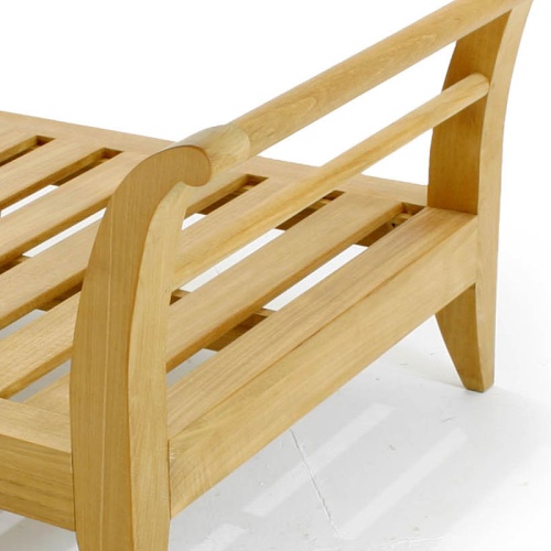 16766 Aman Dais End Sectional Teak Frame showing close up angled back view on white background