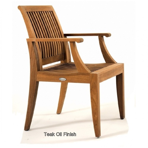 70422 Pyramid teak dining chair with teak oil finish facing right side view on white background