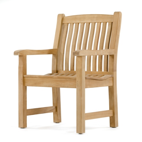 70446 Montserrat teak dining armchair angled right side view on white background