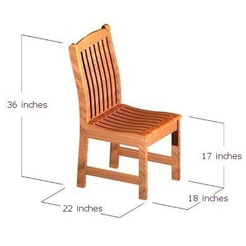 11315 Veranda Teak Dining Side Chair showing autocad in angled side view on white background