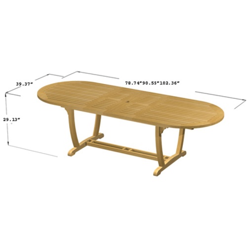 70516 Montserrat Surf teak oval dining table autocad on white background